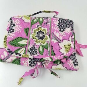 Vera Bradley Priscilla Pink Makeup Jewelry Case Trifold Essentials Cosmetics